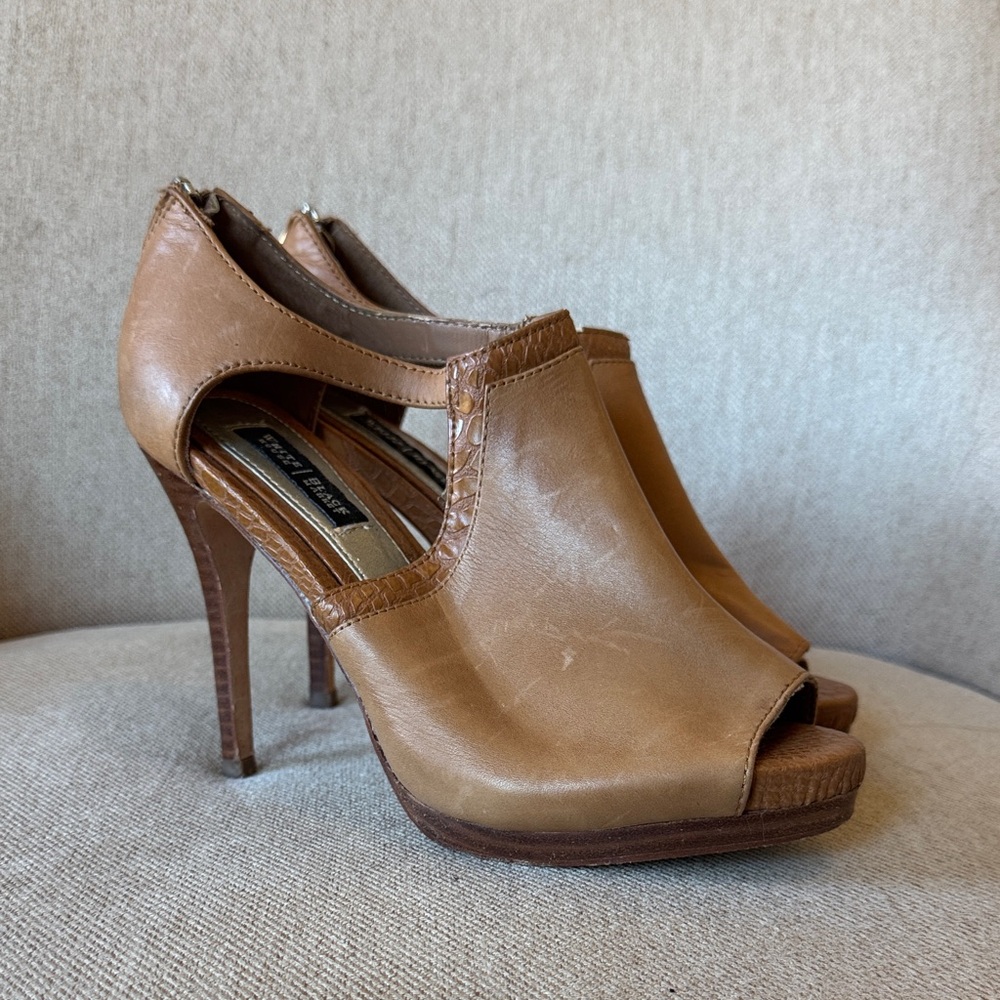 White House Black Market Brown Peep Toe Heels